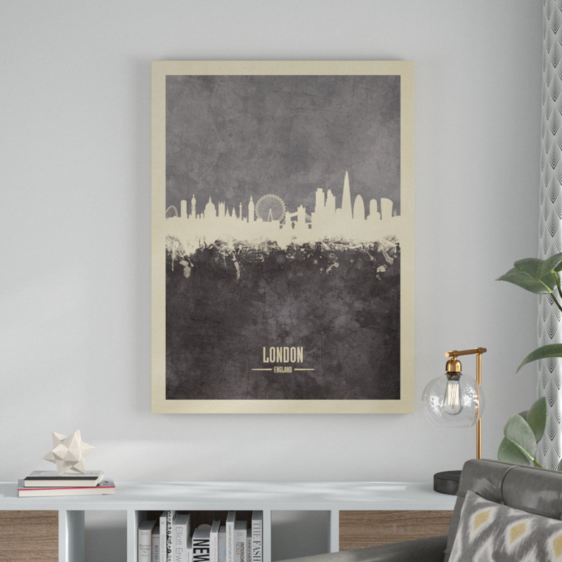 « london england horizon gray », impression sur toile tendue, H 24 po x l 18 po x P 2 po