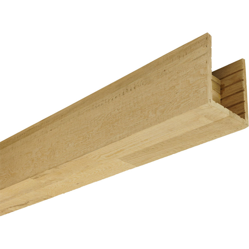 Poutre en bois brossé AmeriCraft, 3 côtés (poutre en U), l 7 1/2 po x H 5 1/2 po x L 144 po, chêne blanc teint, Unfinished