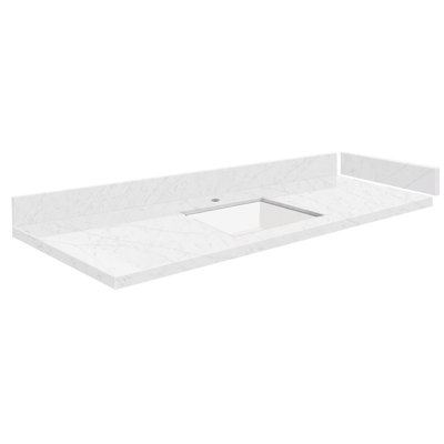 55.5'' Quartz Single Vanity Top with Sink and 1 Faucet Holes -  Transolid, VT55.5x22-1KU-LYR-1