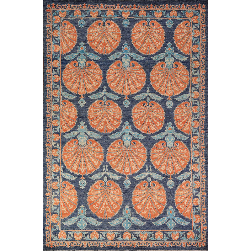Blue & Orange Ziegler Vegetable Dye Area Rug