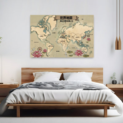 Art mural rétro, carte du monde rétro