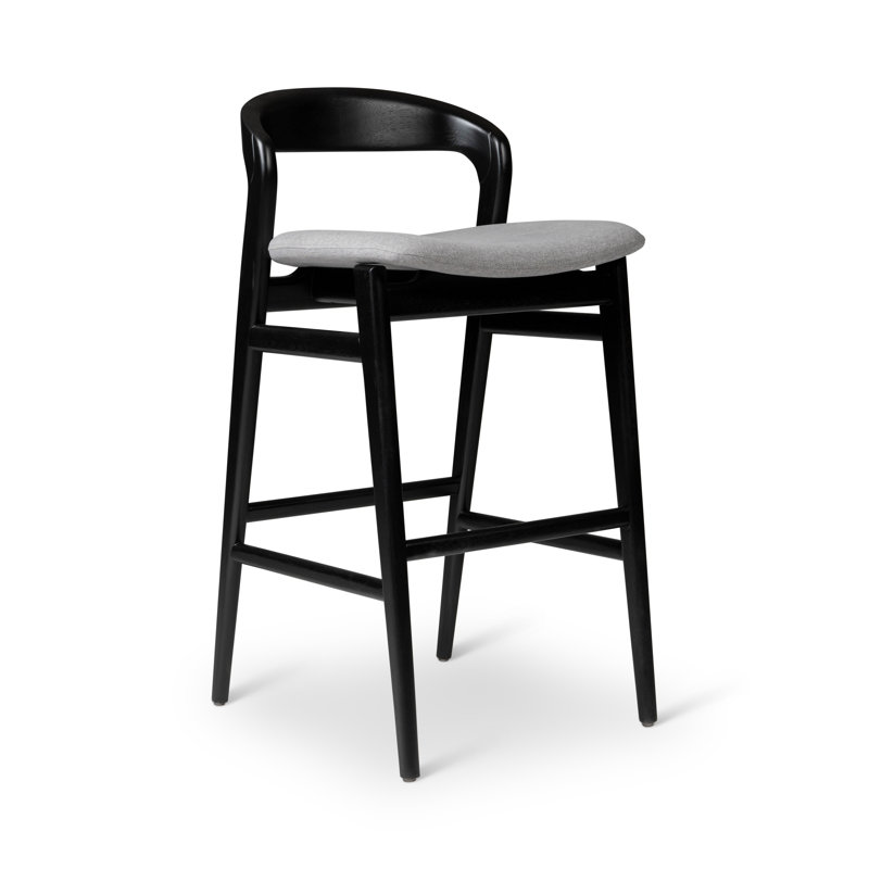 Tabouret de bar et de comptoir Anela, Tabouret de bar (hauteur d'assise de 29,25 po), Essence grise / cadre Ebano