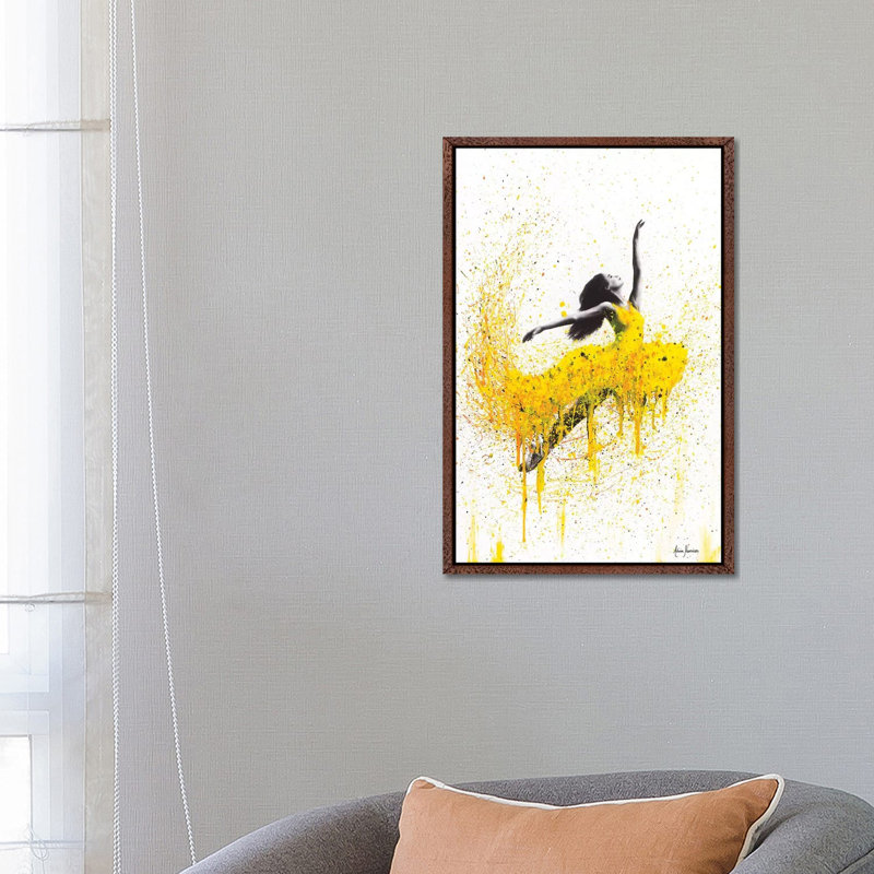 Sunflower Dancer by Ashvin Harrison - Print on Canvas, 66.04 cm H x 45.72 cm W, Classic Brown Wood Framed