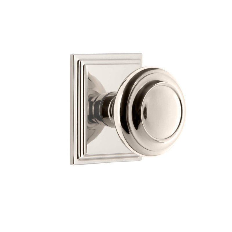 Grandeur Carré Square Rosette With Circulaire Knob, Polished Nickel