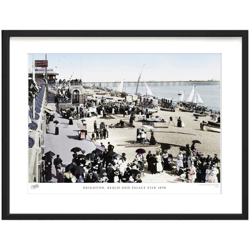 Brighton, Beach And Palace Pier 1898 by Francis Frith - Single Picture Frame Print, 45cm H x 60cm W x 2.3cm D