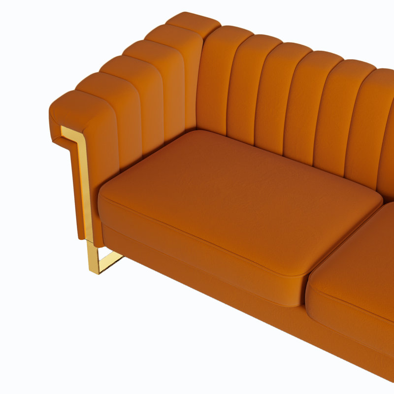 Bexhill Velvet Sofa, Velvet Sofa, Modern Sofa, Accent Sofa, Orange
