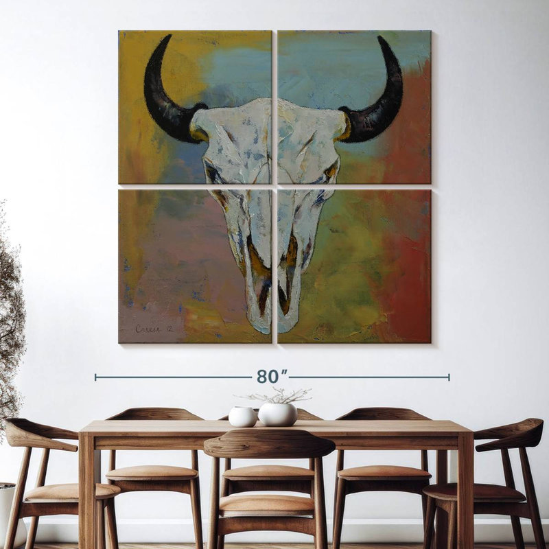Crâne de bison, H 74 po x l 74 po