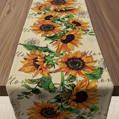 Sunflower Summer Decor - Summer Table Runner for Kitchen Dining Table Decoration | Summer Fall Accessories for Home Indoor Outdoor Party Supplies