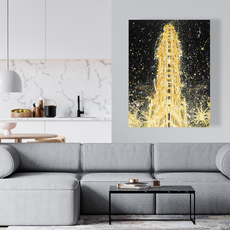 Abstract Flatiron Building - Yellow Architecture Canvas Art