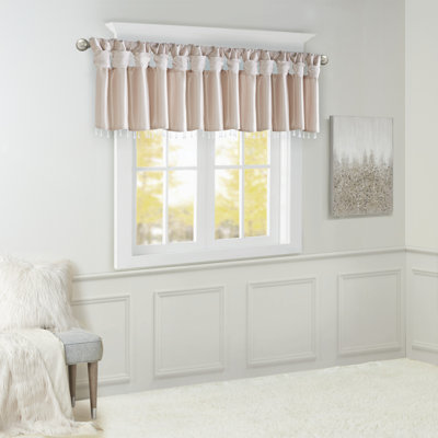 Lightweight Faux Silk Valance With Beads Blush 50X26"