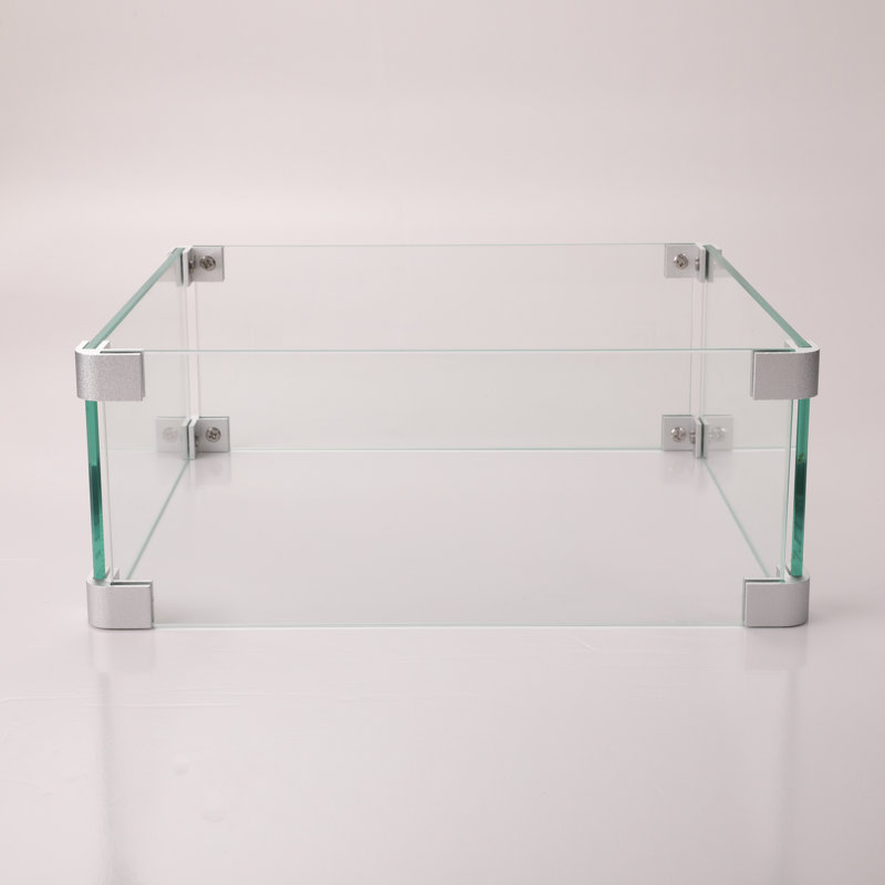 Square Glass Windshield For Fire Table, 14.4"X14.4"X5.5", Transparent, 2.5Lb 14.4In X Transparent Table Defence Obstacle,