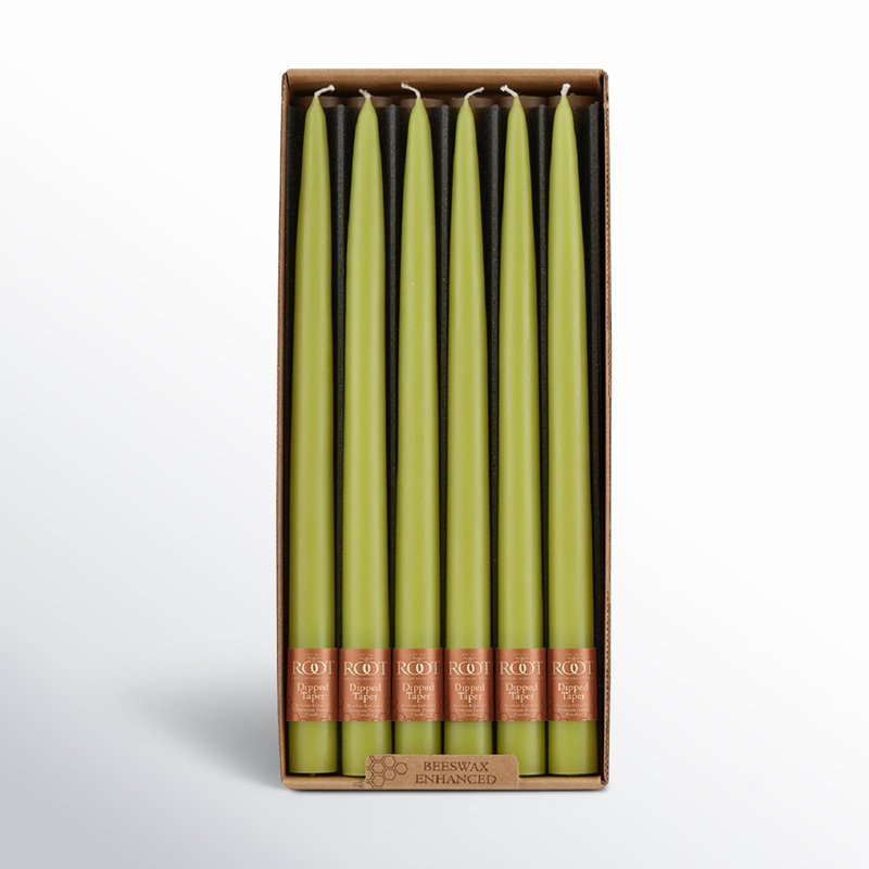 12 Piece Unscented Taper Candle Set, 12" H x 0.88" W x 0.88" D, Willow