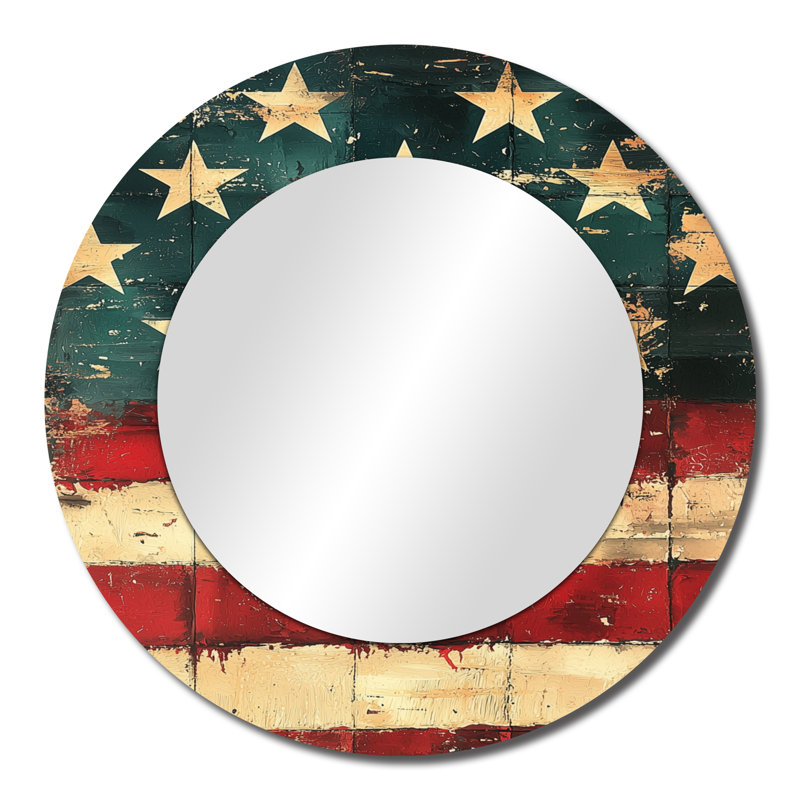 Drapeau des États-Unis rétro - art mural traditionnel miroir décoratif - imprimé sur métal, 23 po x 23 po