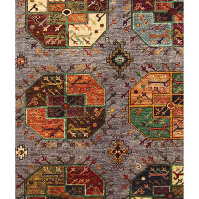 Tapis gris noué à la main de haute qualité