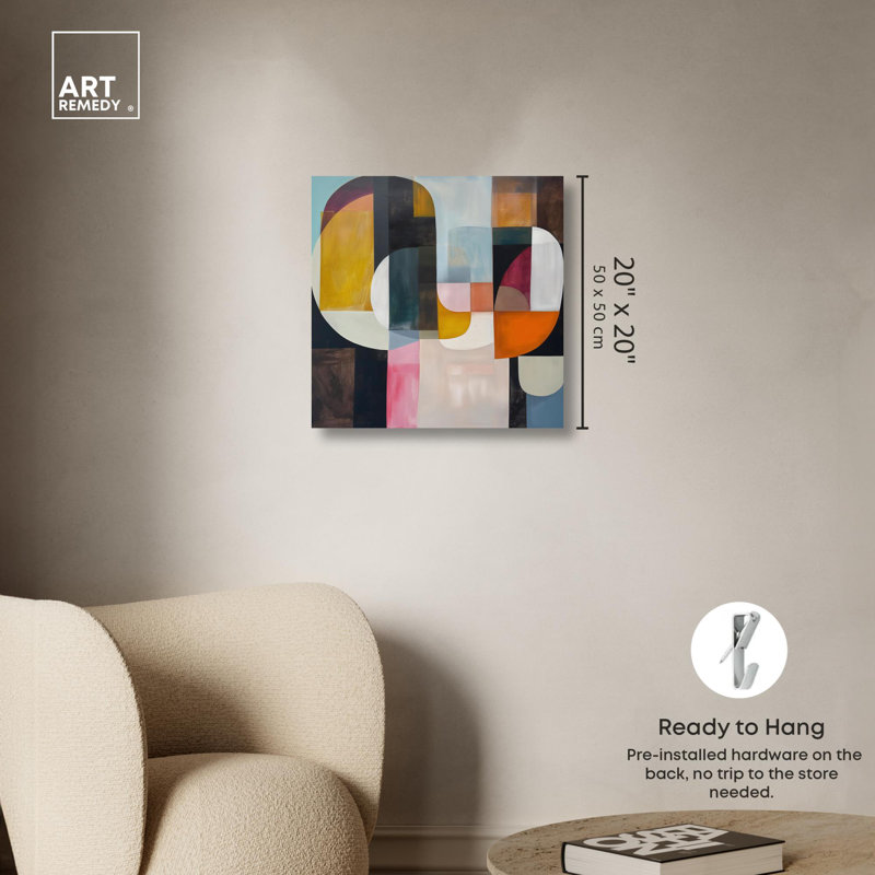 Colorful Abstract Canvas Wall Art in Multicolor, 20" x 20"
