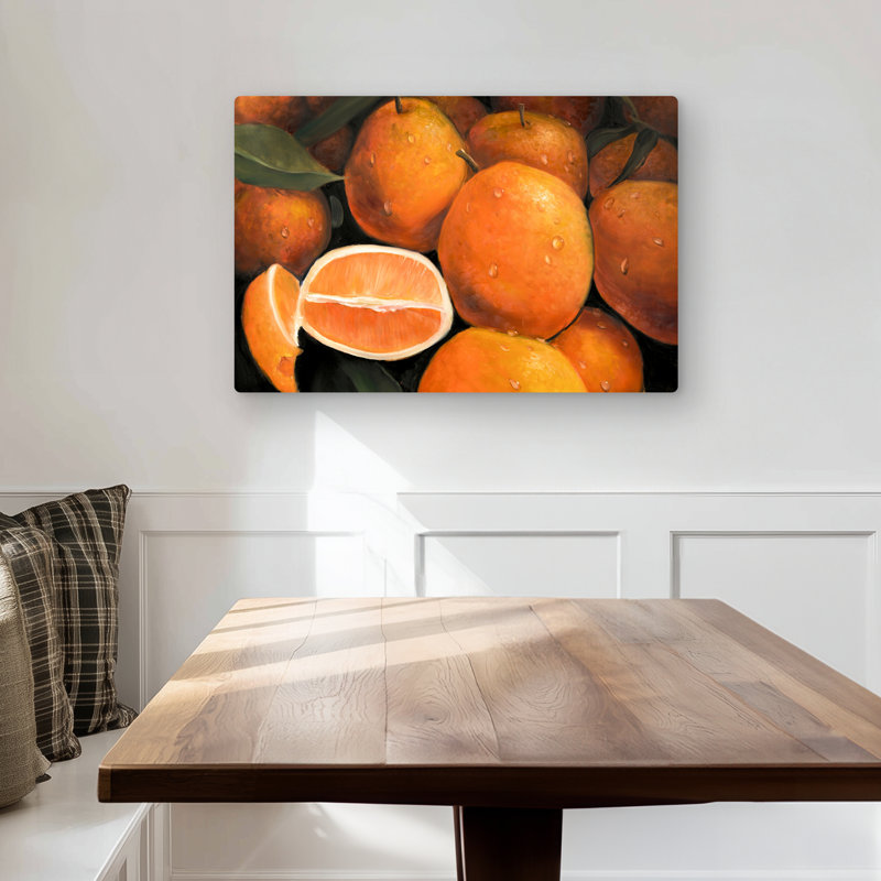 Fresh Oranges - Kitchen Hyperrealist Metal Print for Home Decor