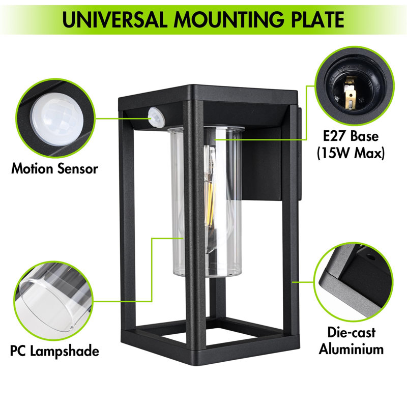Matte Black 27cm H Outdoor Sconce