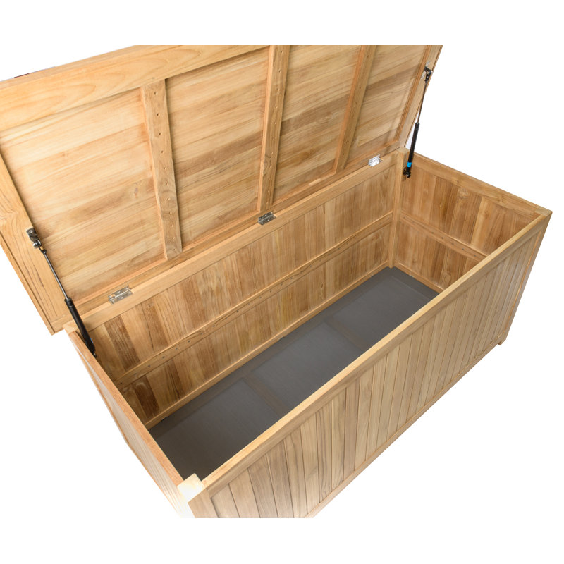 AllModern Knightly 64'' W 255 Gallons Water Resistant Solid Wood Teak Deck Box in Brown