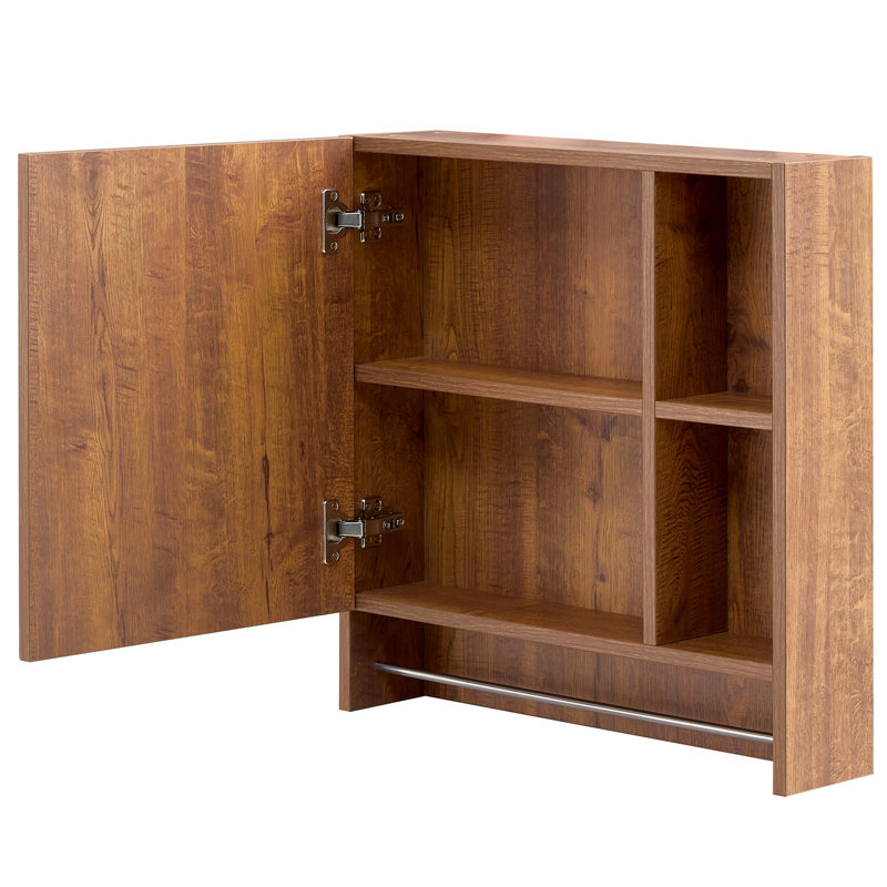 Armoire à pharmacie de salle de bain avec support à serviettes et 4 compartiments - installation murale stable, imperméable, pratique pour un espace de rangement précis, tablettes à charnières, finition silencieuse