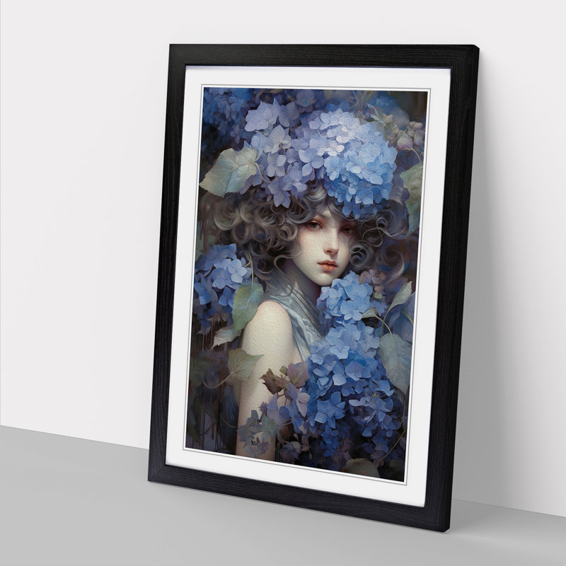 Hydrangea Tachisme - Framed Print, 46cm H x 34cm W x 2cm D, Black Framed