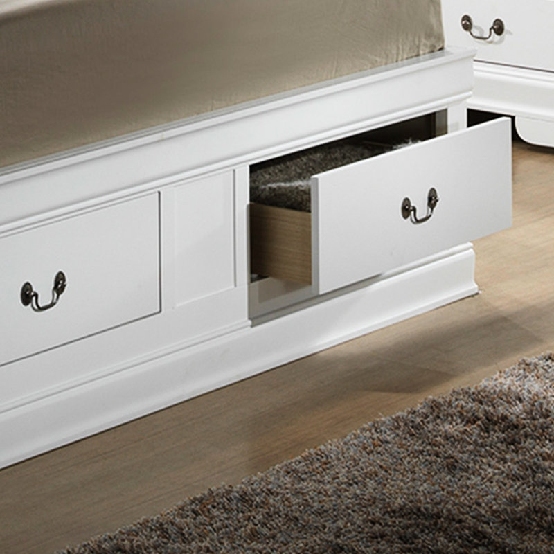 Très grand lit de rangement traditionnel avec finition blanche - structure pour un sommeil profond, base intégrée, base élégante, une bonne nuit de repos