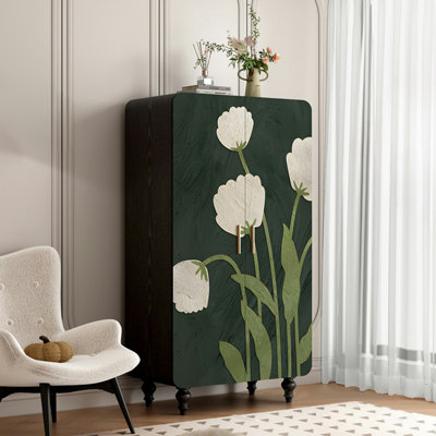 Bedroom cream-style floral patterns wardrobe