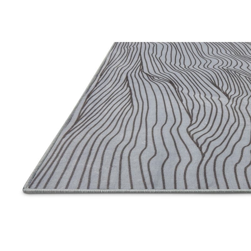 Tapis en polyester tissé à la machine gris glacier, Rectangle de 5 pi x 8 pi