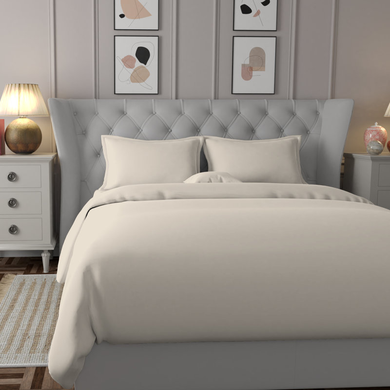Ensemble de housse de couette 100% coton 400TC Cool & Crisp, Housse de couette très grand et 2 taies, Ivoire