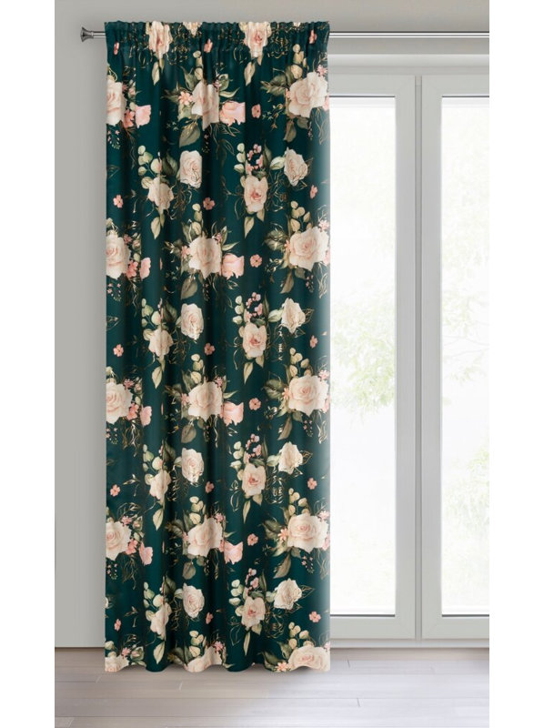 Rose Room Darkening Curtain Single Panel, Green