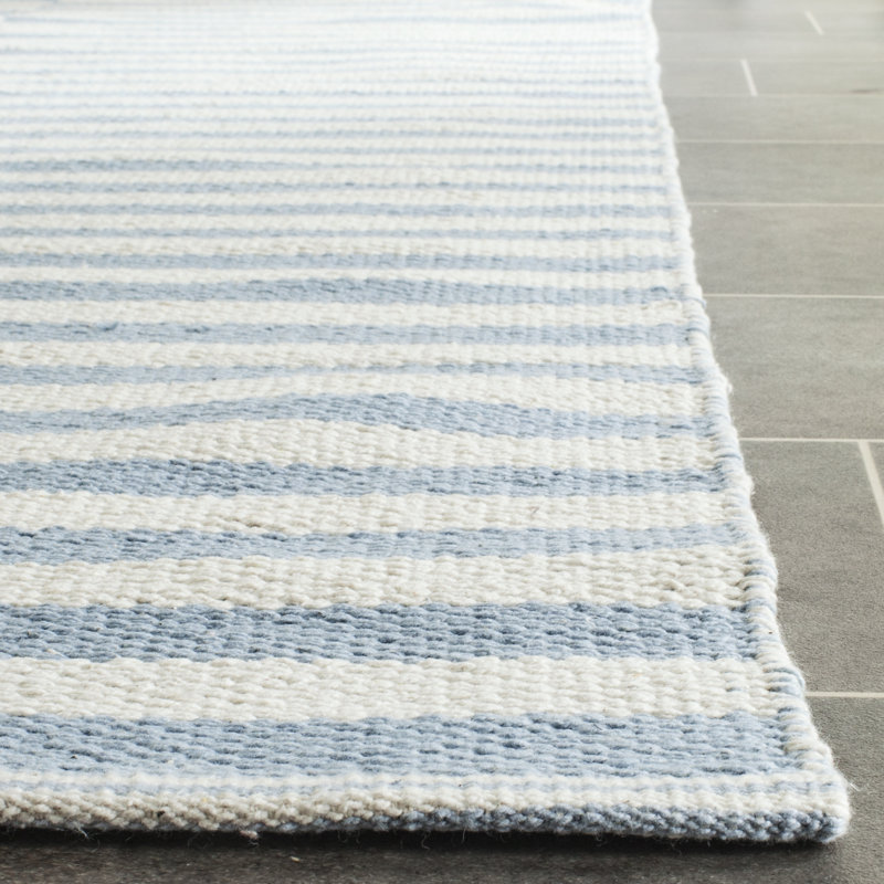 Dunkin Striped Cotton Hand Woven Area Rug, Rectangle 152 x 213cm