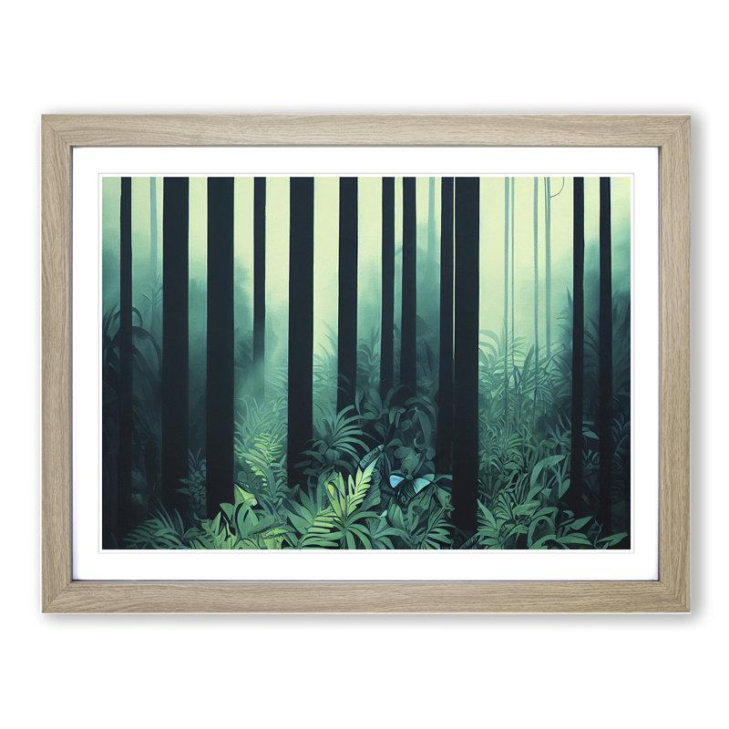 Deep In The Jungle Vol.6 - Single Picture Frame Painting, 46cm H x 64cm W x 2cm D, Oak