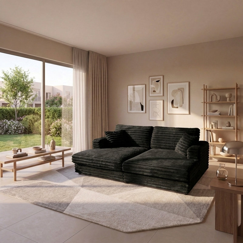 Chaise longue surdimensionnée à assise profonde avec canapé-lit et coussins décoratifs Cloud, Orange