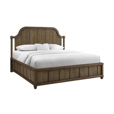 King Panel Bed Finished In Almond, High - Quality Veneers Made Use Of, Arched Headboard With Tempting Molding, Solid Wood + , 86.51 Depth, 83 Width, 60 Height, 212 Lb Almond Bed, Of Veneers, Well
