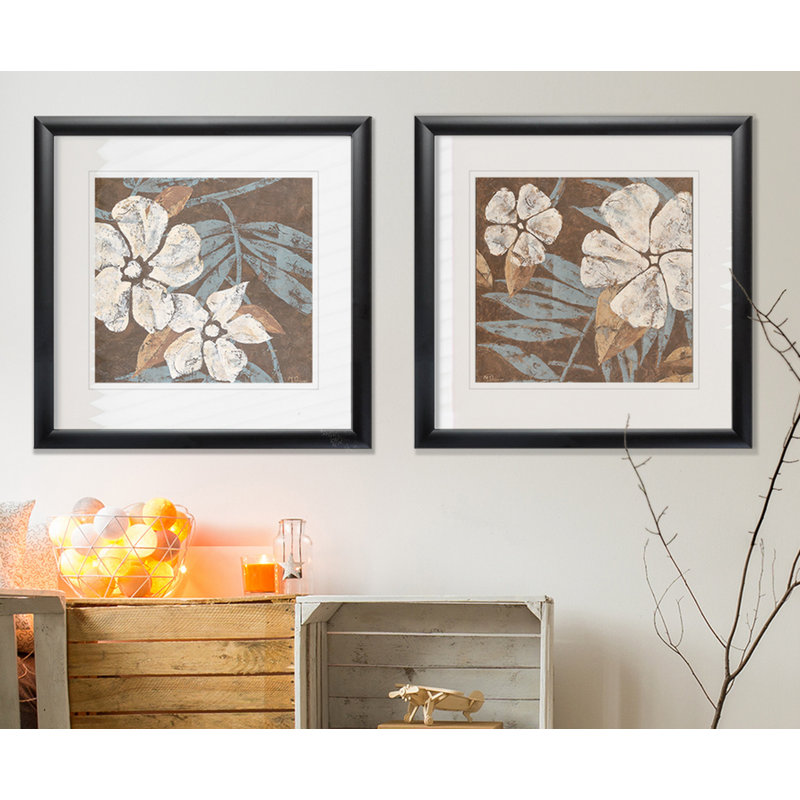 « fleurs on chocolat i », ensemble de 2 reproductions encadrées, Cadre noir