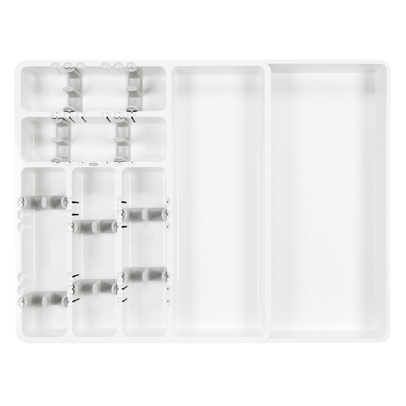 White Adjustable Plastic Expandable Utensil Organizer