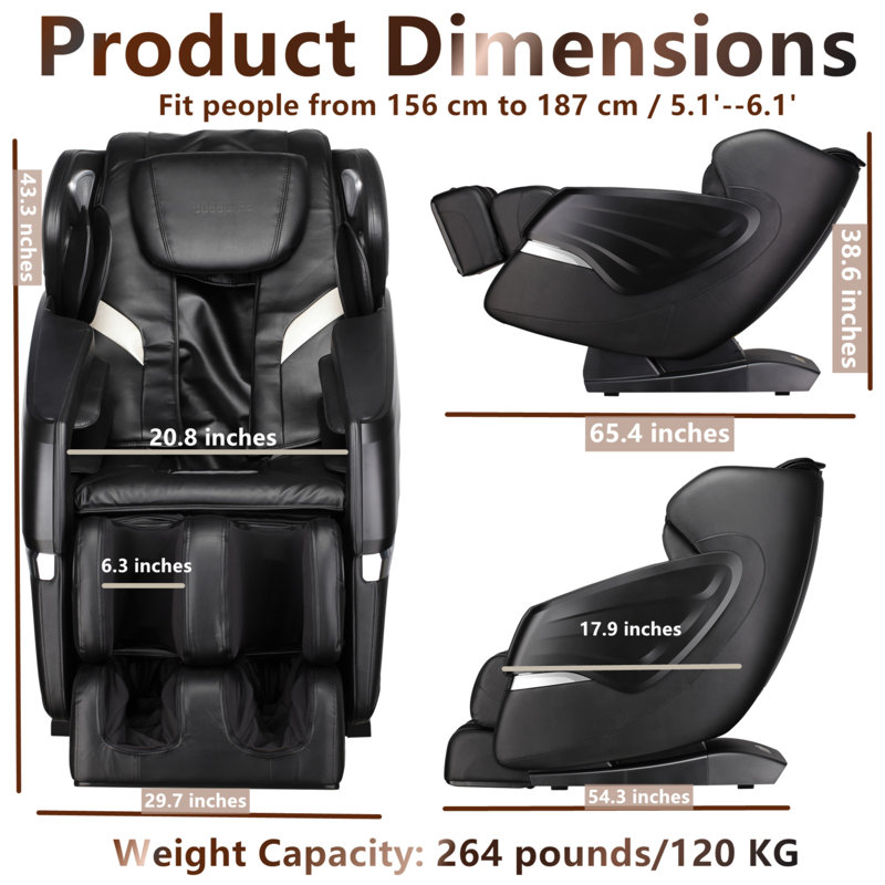 Massage Chairs SL Track Full Body Massage Recliner With Foot Roller,Airbag Massage,Zero Gravitytooth Speaker, Black