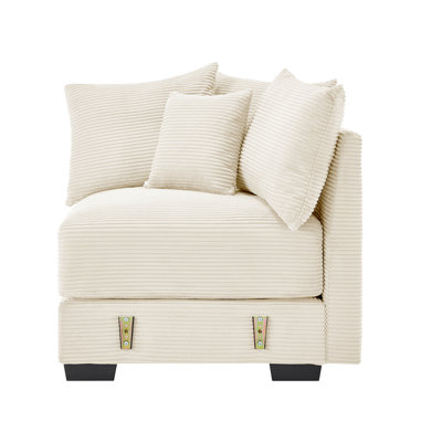 28 Corner Sofa W/Pillows Corduroy -Cream
