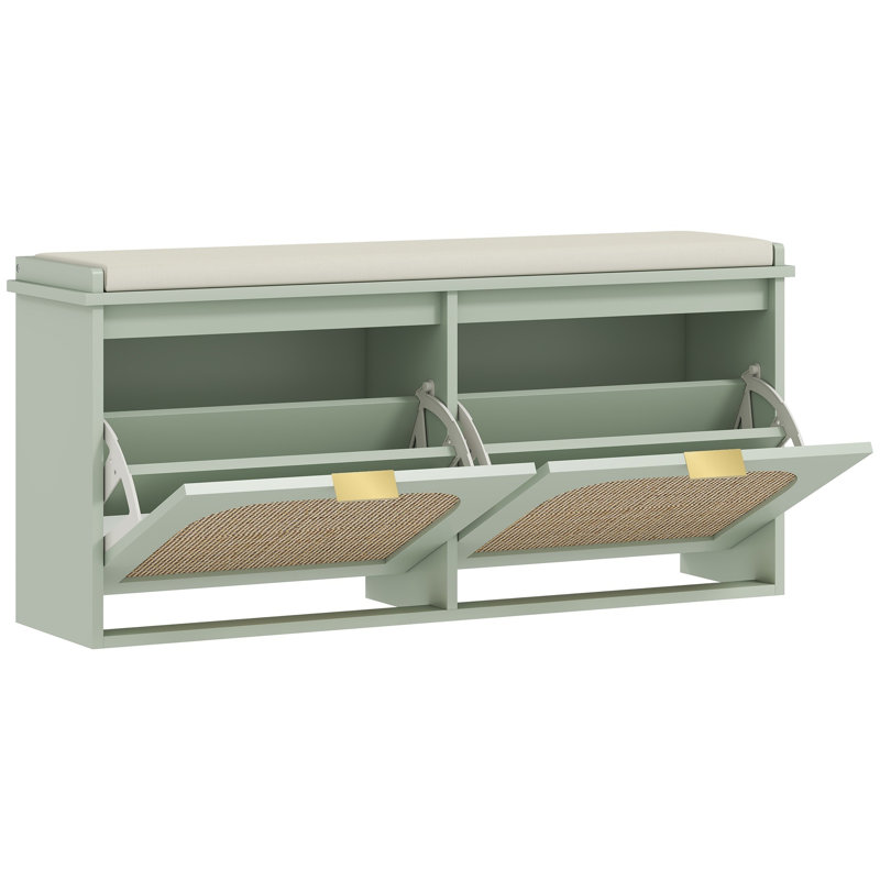 10 Pair Shoe Storage Bench, Green