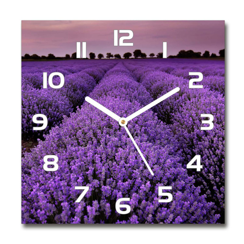 Glass Wall Clock, White/Purple