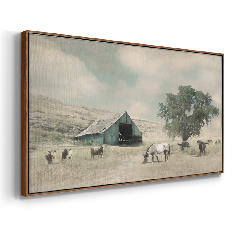 Charme de grange - Toile tendue avec châssis encadré - Prêt à être accroché, Noyer, H 17 po x l 33 po