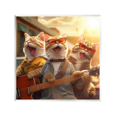Singing Guitarist Cats Wall Plaque Art by Jim Baldwin