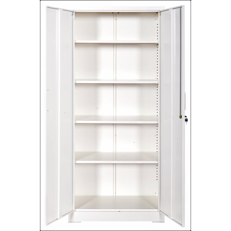 Armoire de rangement en métal durable avec portes verrouillables et 4 tablettes réglables, parfaite pour les espaces de garage ou de bureau organisés