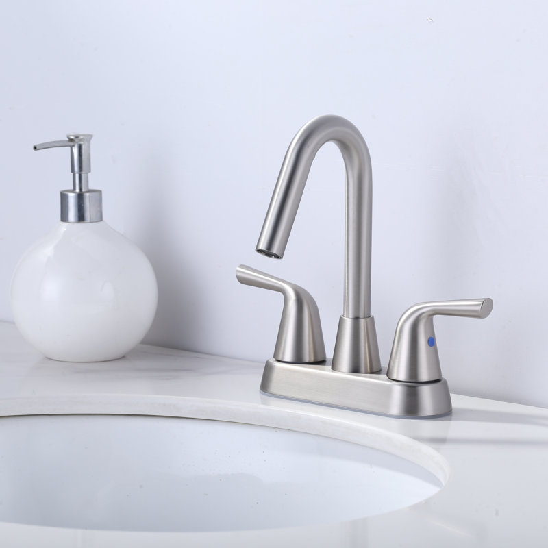 Centerset 2-handle Bathroom Faucet with Drain Assembly, Brushed Nickel