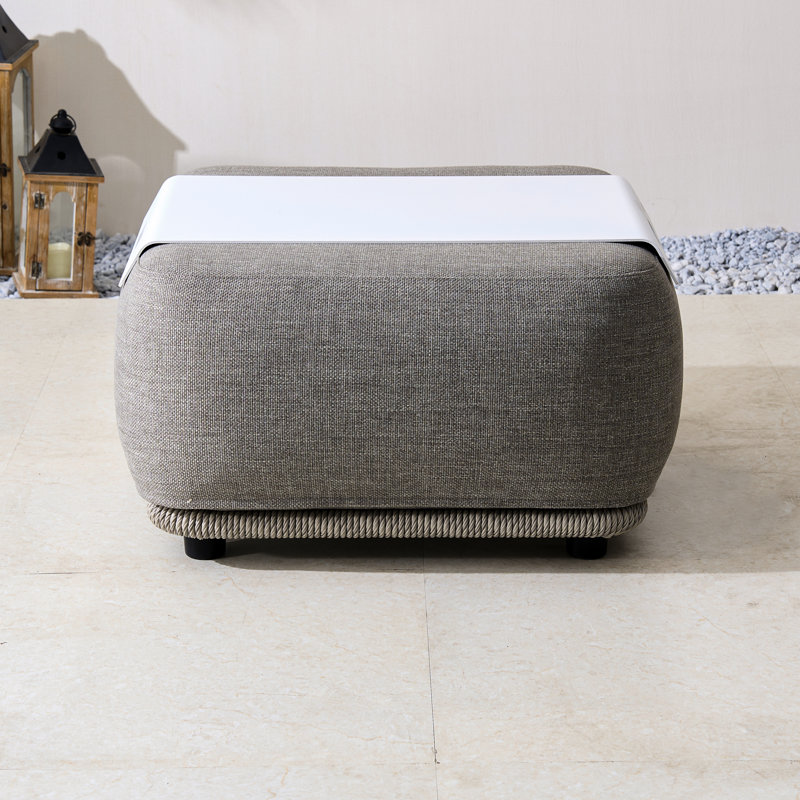 Multi-Functional Outdoor Ottoman With Tray – Footrest & Side Table In One