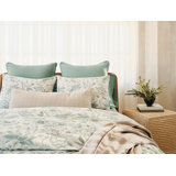 Sea Bloom Print Duvet Cover Full/Queen Natural W/Sage