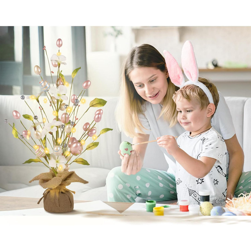 Décorations de Pâques, décoration de table en forme d'œuf artificiel de Pâques avec des ornements délicats, pour la fête de mariage, décoration de printemps et d'été