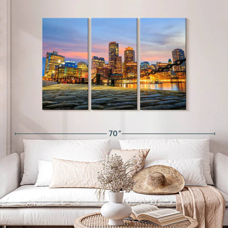 Lumières du port de Boston, H 32 po x l 50 po
