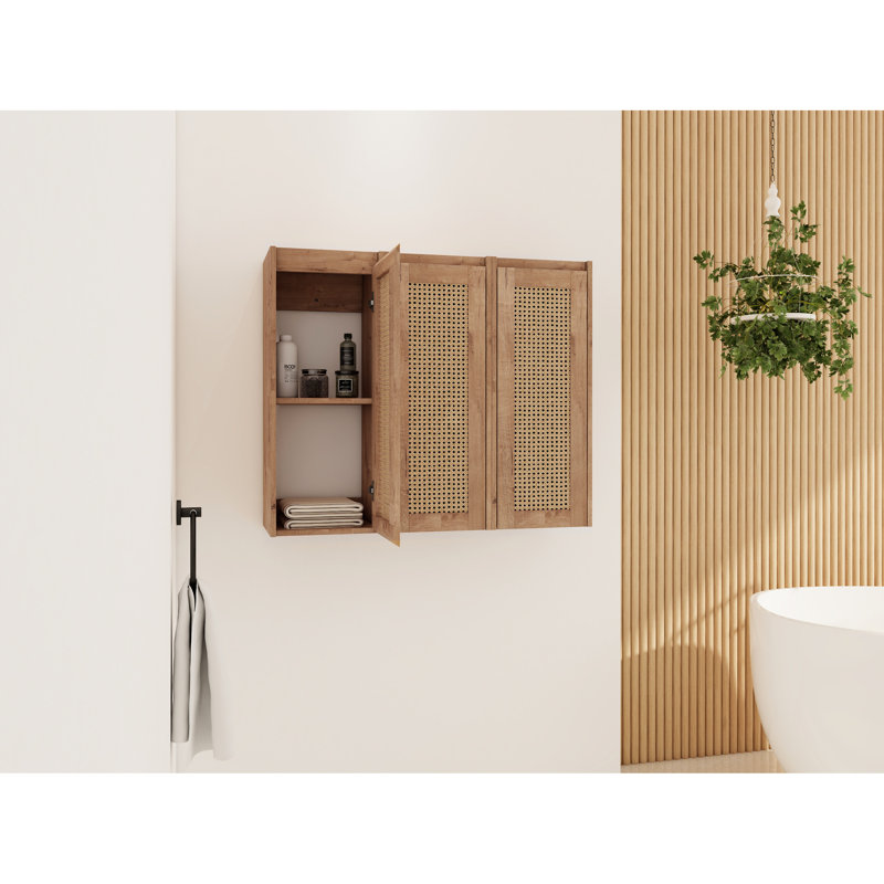 Armoire latérale de salle de bain 3 portes, charnières à fermeture douce et solution d'organisation murale moderne et élégante