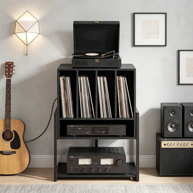 MDF 76.5cm H Media Shelves, Black
