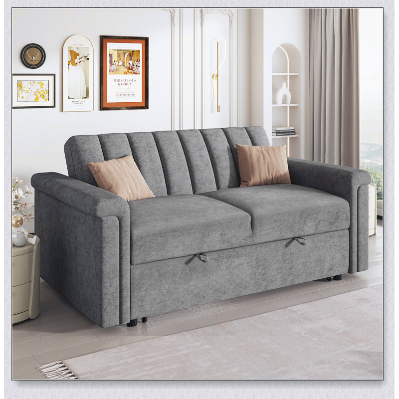 Versatile Convertible Sofa Pull Bed with Premium Materials for Two, Gray